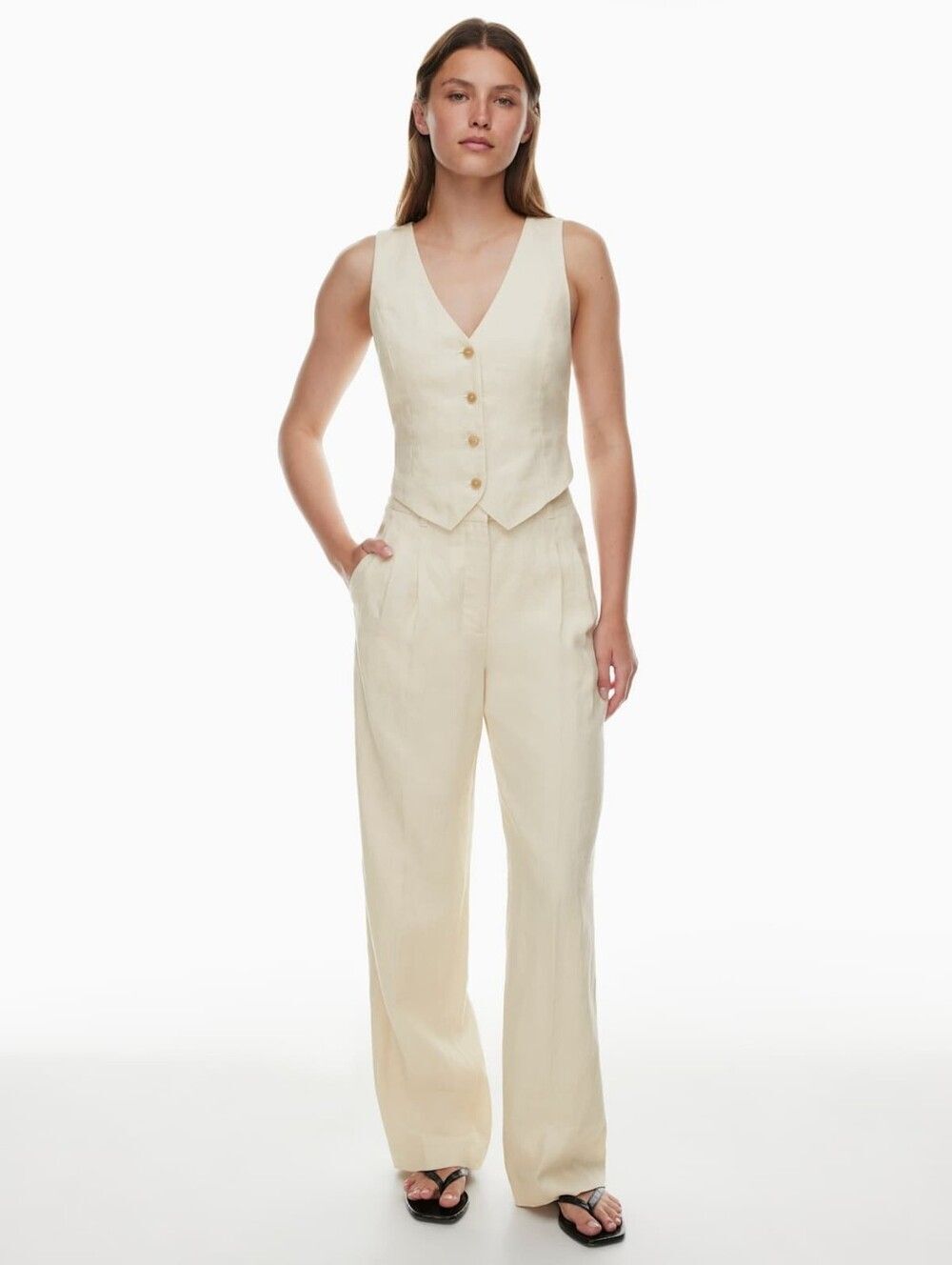 Ann Taylor Tan Linen Pleated Wide Leg High Waist Relaxed Fit Pants Trousers 12